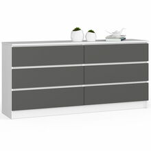 Kummut Akord K160, 40 x 160 x 77 cm, 6 sahtliga, valge/hall