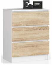 Kummut Akord K60, 60 x 40 x 77 cm, valge/sonoma tamm