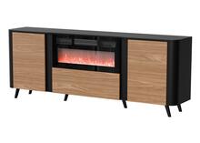 Kummut Cama Meble Volare, 200 x 39 x 75 cm, must/pähkel elektrilise kaminaga