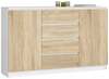 Kummut Akord K160 2D 4SZ CLP, 160.4 x 40 x 99 cm, 4 sahtliga, valge/sonoma tamm