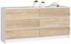 Kummut Akord K160, 40 x 160 x 77 cm, valge/sonoma tamm
