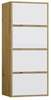 Kummut Halmar Alma Front Biel, 48.5 x 40 x 119.5 cm, valge/artisan tamm