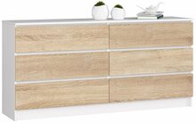 Kummut Akord K160, 40 x 160 x 77 cm, valge/sonoma tamm