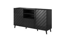 Kummut Cama Meble Abeto KOM150 CZ, 150 x 42 x 82 cm, läikiv must/must