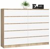Kummut Akord K160, 40 x 160 x 121 cm, 10 sahtliga, valge/sonoma