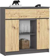 Kummut Akord K100, 101 x 35 x 98 cm, hall/pruun