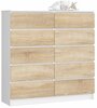 Kummut Akord K120, 40 x 120 x 121 cm, valge/sonoma tamm