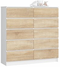 Kummut Akord K120, 40 x 120 x 121 cm, valge/sonoma tamm