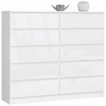 Kummut Akord K140, 40 x 138 x 121 cm, valge/valge läikiv