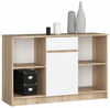 Kummut Akord Furniture Factory B17, 120 x 40 x 77 cm, tamm/valge