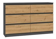 Kummut Top E Shop Malwa M6, 30 x 120 x 75 cm, antratsiit/tamm