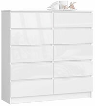 Kummut Akord K120 10SZ CLP, 40 x 120 x 121 cm, läikiv valge