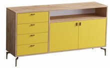 Kummut Kalune Design Liora, 40 x 140 x 86 cm, tamm/kollane