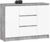 Kummut Akord K100, 101 x 35 x 76 cm, hall/valge