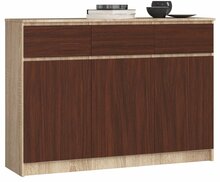 Kummut Akord Furniture Factory K140, 40 x 138 x 99 cm, 3 sahtliga, tamme värvi/pruun