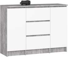 Kummut Akord K100, 101 x 35 x 76 cm, hall/valge