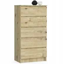 Kummut Akord K60, 60 x 40 x 121 cm, tamm/pruun
