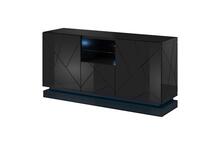 Kummut Cama Meble QIU 2D1K, 150 x 41.5 x 75 cm, must läikiv