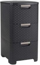 Kummut Curver Style, 3 sahtliga, 33 x 38 x 60 cm, tumepruun