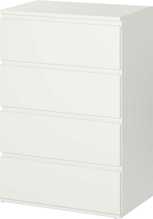 Kummut Homcom 4 sahtliga, 55 x 33 x 80 cm, valge