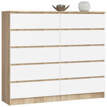 Kummut Akord K140, 40 x 138 x 121 cm, valge/sonoma tamm
