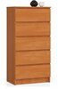 Kummut Akord Furniture Factory K60, 40 x 60 x 121 cm, 5 sahtliga, pruun