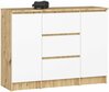 Kummut Akord K100, 101 x 35 x 76 cm, tamm/valge