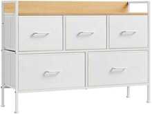 Kummut Songmics 5 riidest sahtliga, 29 x 98,2 x 70 cm, pilvevalge tamm, beež