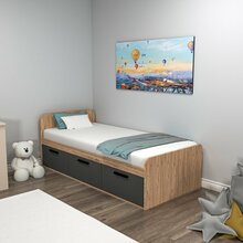 Üheinimesevoodi Hanah Home Akser - Atlantic Pine, 91 x 50 x 193,6 cm, antratsiit