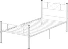 Voodiraam HOMCOM, 200 x 90 cm, 88 cm kõrge, teras, valge