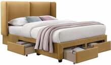 Voodi kahekohaline Home4you Sugi Harmony Top, 160 x 200 cm, kollane, koos madratsiga