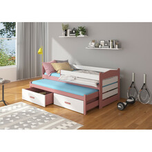 Lastevoodi Adrk Furniture Tiarro, küljekaitsega, 80 x 180 cm, valge/roosa