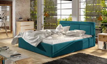 Voodi Belluno Mat Velvet 75, 140 x 200 cm, ilma madratsita, sinine