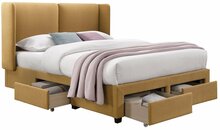 Voodi Home4you Sugi Harmony Delux, 160 x 200 cm, madratsiga, kollane