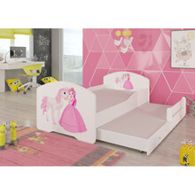Lastevoodi koos madratsitega Adrk Furniture Pepe II Princess and Horse, 160 x 80 cm, valge
