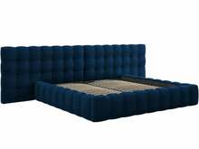 Voodi Micadoni Home Mamaia Velvet Double Headboard, 200 x 200 cm, sinine, ilma madratsita, põhjalippidega