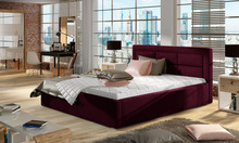 Voodi kahekohaline Rosano Mat Velvet 68, 140 x 200 cm, tumevioletne, ilma madratsita, põhjalippidega