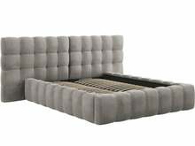 Voodi Micadoni Home Mamaia Velvet Double Headboard, 140 x 200 cm, helehall, ilma madratsita, põhjalippidega