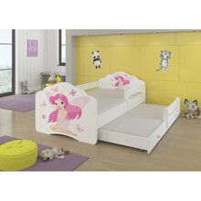 Lastevoodi turvapiirete ja madratsitega Adrk Furniture Casimo II, 160 x 80 cm, valge