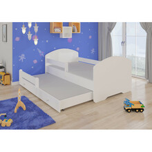 Laste kaheinimesevoodi turvapiirete ja madratsitega Adrk Furniture Pepe II, 160 x 80cm, valge