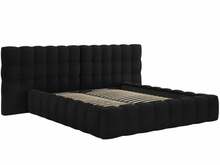 Voodi Micadoni Home Mamaia Velvet Double Headboard, 180 x 200 cm, must, ilma madratsita, põhjalippidega