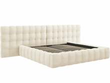 Voodi Micadoni Home Mamaia Velvet Double Headboard, 200 x 200 cm, helepruun/beež, ilma madratsita, põhjalippidega