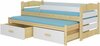 Laste kaheinimesevoodi turvapiirde ja madratsitega Adrk Furniture Tiarro, 80 x 180 cm, helepruun/valge