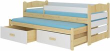 Laste kaheinimesevoodi turvapiirde ja madratsitega Adrk Furniture Tiarro, 80 x 180 cm, helepruun/valge