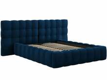 Voodi Micadoni Home Mamaia Velvet Double Headboard, 140 x 200 cm, sinine, ilma madratsita, põhjalippidega
