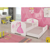 Laste voodi turvapiirete ja madratsitega Adrk Furniture Pepe II Princess and Horse, 160 x 80 cm, valge