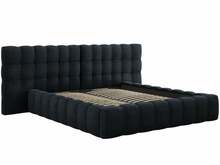 Voodi Micadoni Home Mamaia Velvet Double Headboard, 180 x 200 cm, tumesinine, ilma madratsita, põhjalippidega