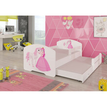 Laste voodi turvapiirete ja madratsitega Adrk Furniture Pepe II Princess and Horse, 160 x 80 cm, valge