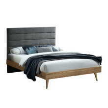 Voodi kahekohaline Home4you Roman Harmany Top, 160 x 200 cm, hall, madratsiga, põhjalippidega
