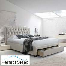 Voodi kahekohaline Home4you Natalia koos madratsiga Harmony Top, 160 x 200 cm, kreem